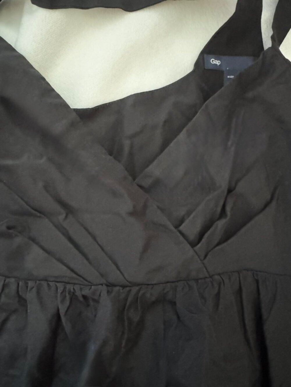 GAP Cross Back Babydoll Silk Cotton Cocktail Dress Black Midi Women's - 6 - Picture 7 of 8